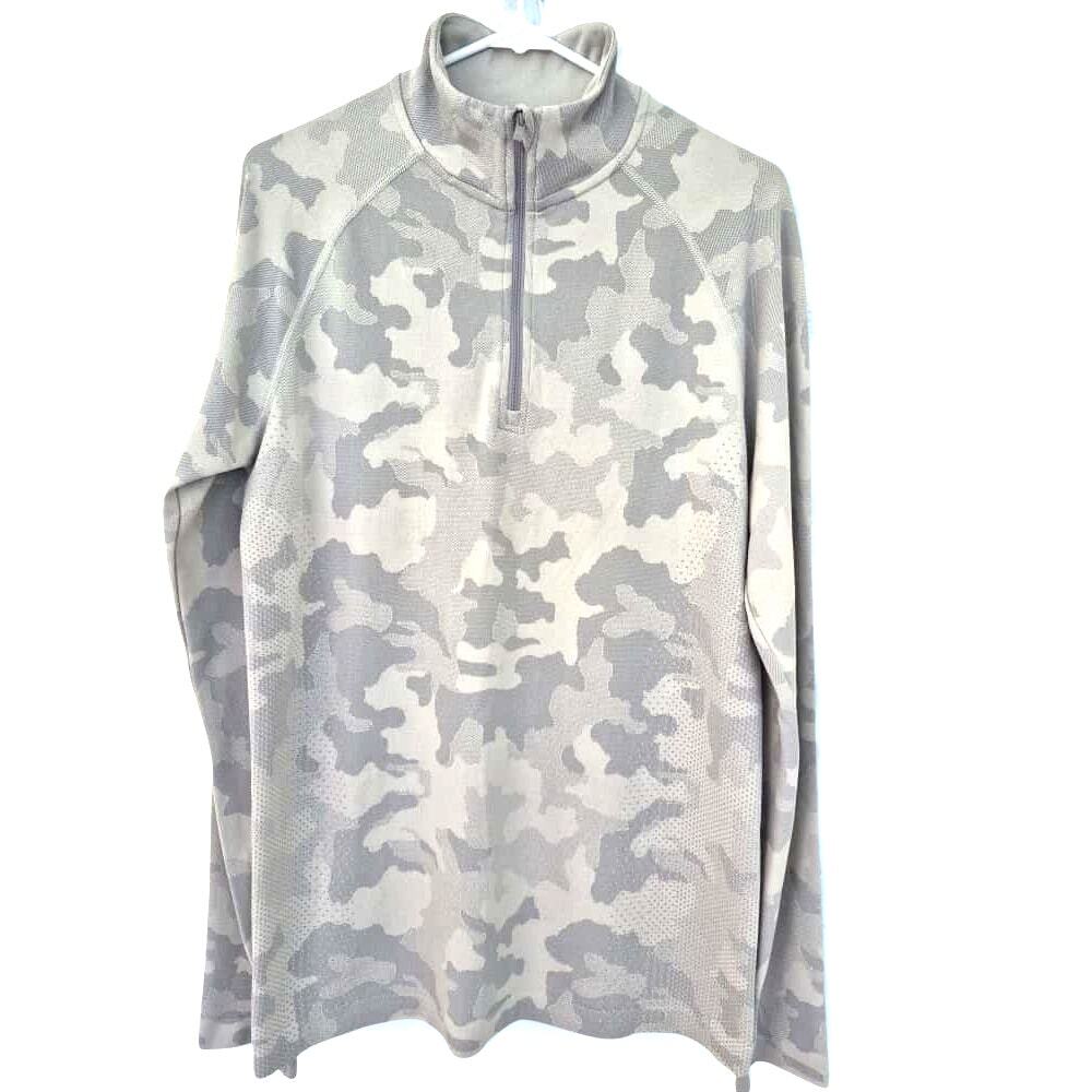 All In Motion Womens Sz Med Light Gray Camo 1/4 Zip Pullover Hobo Sleeve Active - Picture 1 of 7